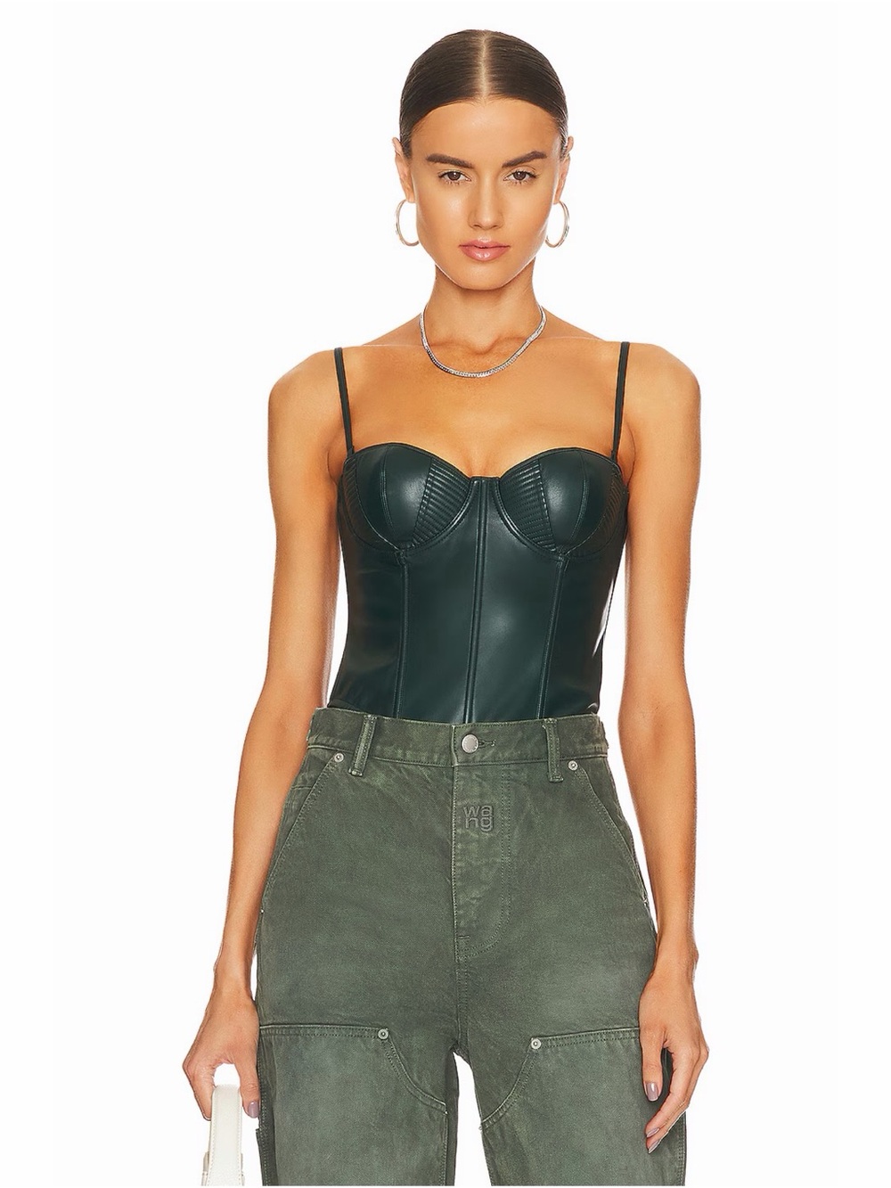 Fleur du Mal Evergreen Faux Leather Corset